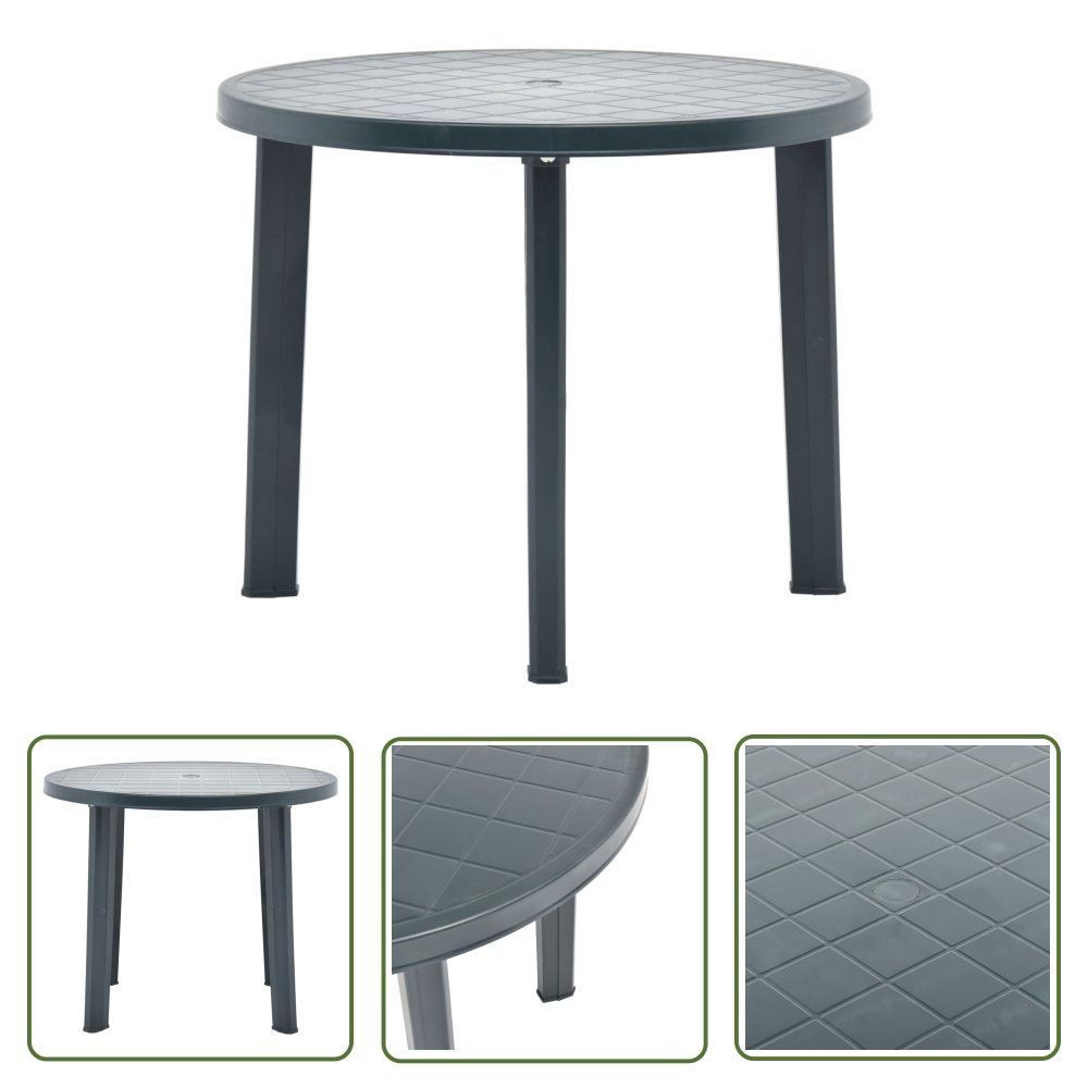 The Living Store Stolik ogrodowy - zielony - 89 cm - plastikowy - Stół Ogrodowy