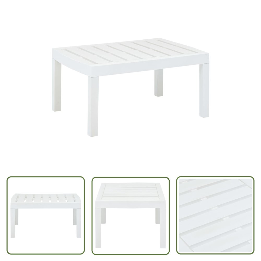 The Living Store Stolik ogrodowy - biały - 78x55x38 cm - plastikowy - Stolik