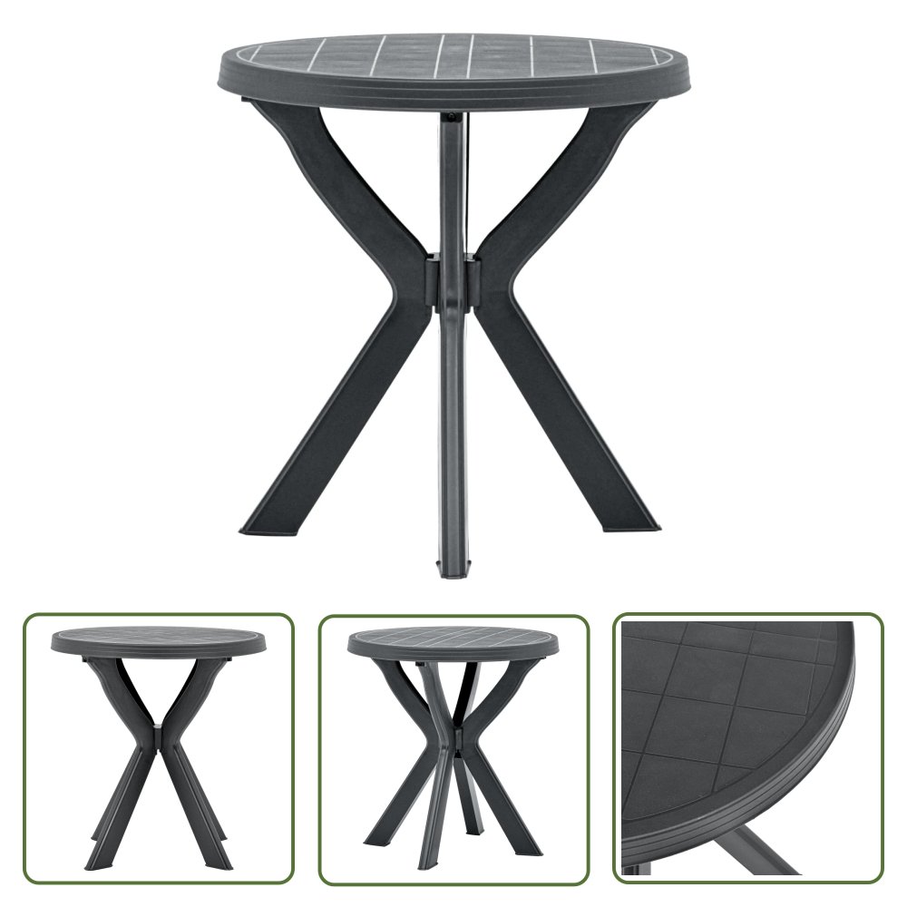 The Living Store Stolik bistro - antracytowy - Ø70 cm - plastikowy - Stół Ogrodowy