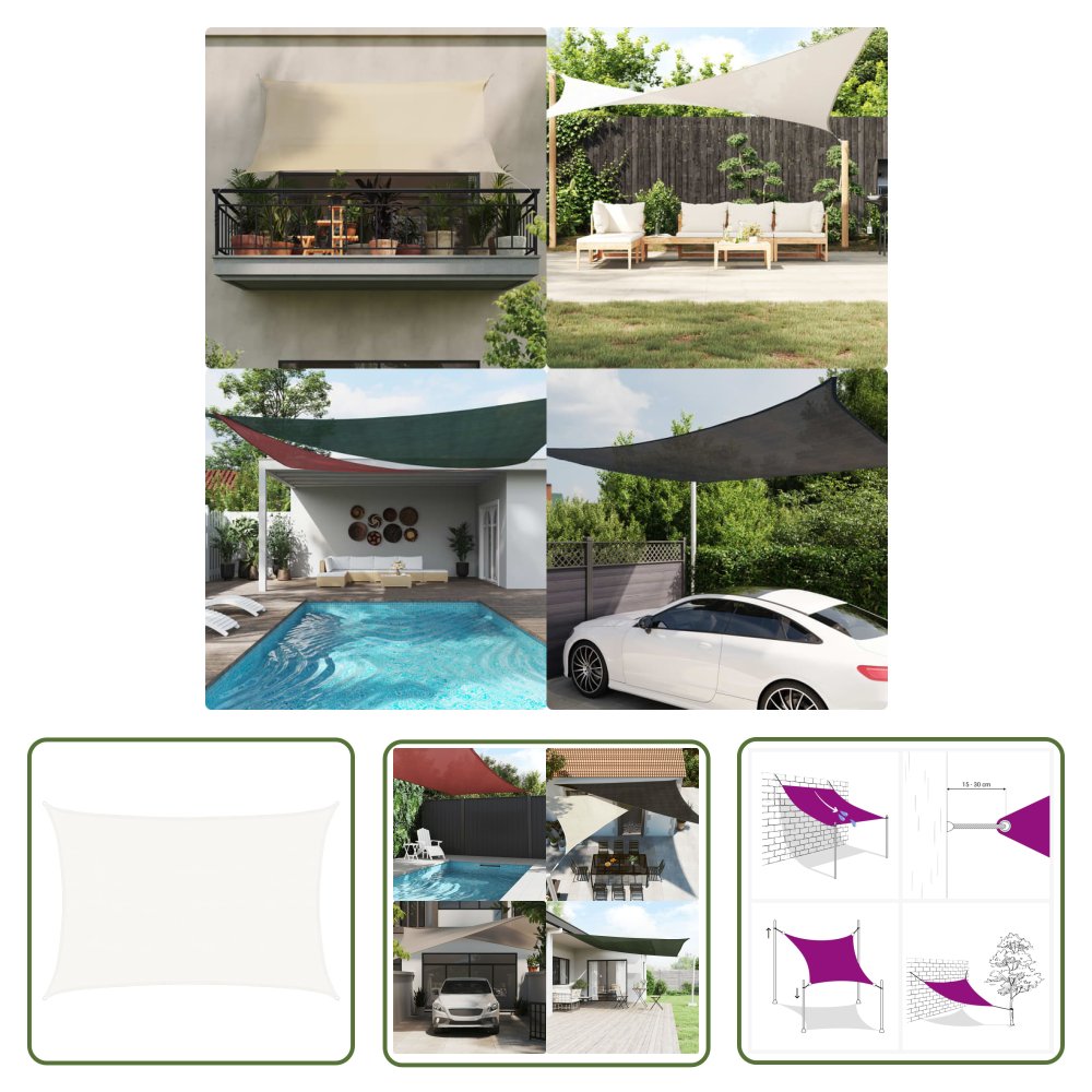 The Living Store Żagiel przeciwsłoneczny - 160 g/m² - biały - 5x6 m - HDPE - Żagiel Ogrodowy