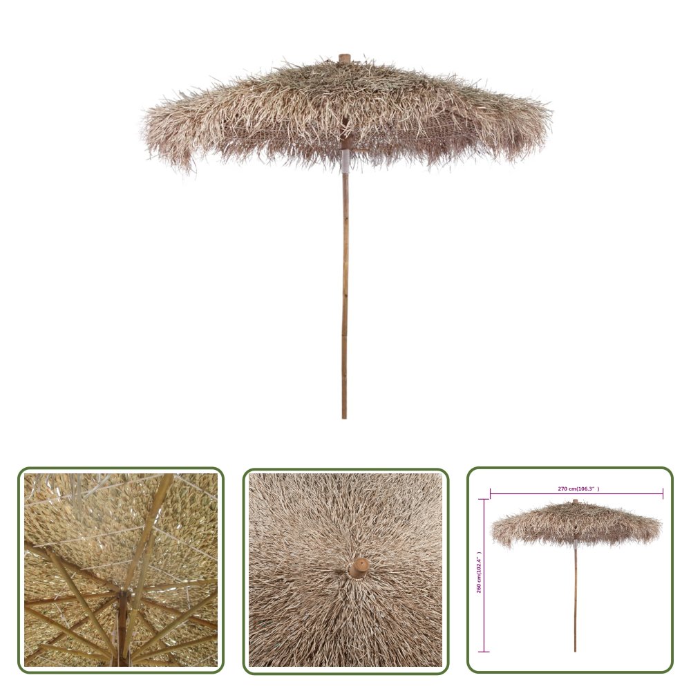 Parasol ogrodowy z bambusa i bananowych liści - 270 cm - Parasol