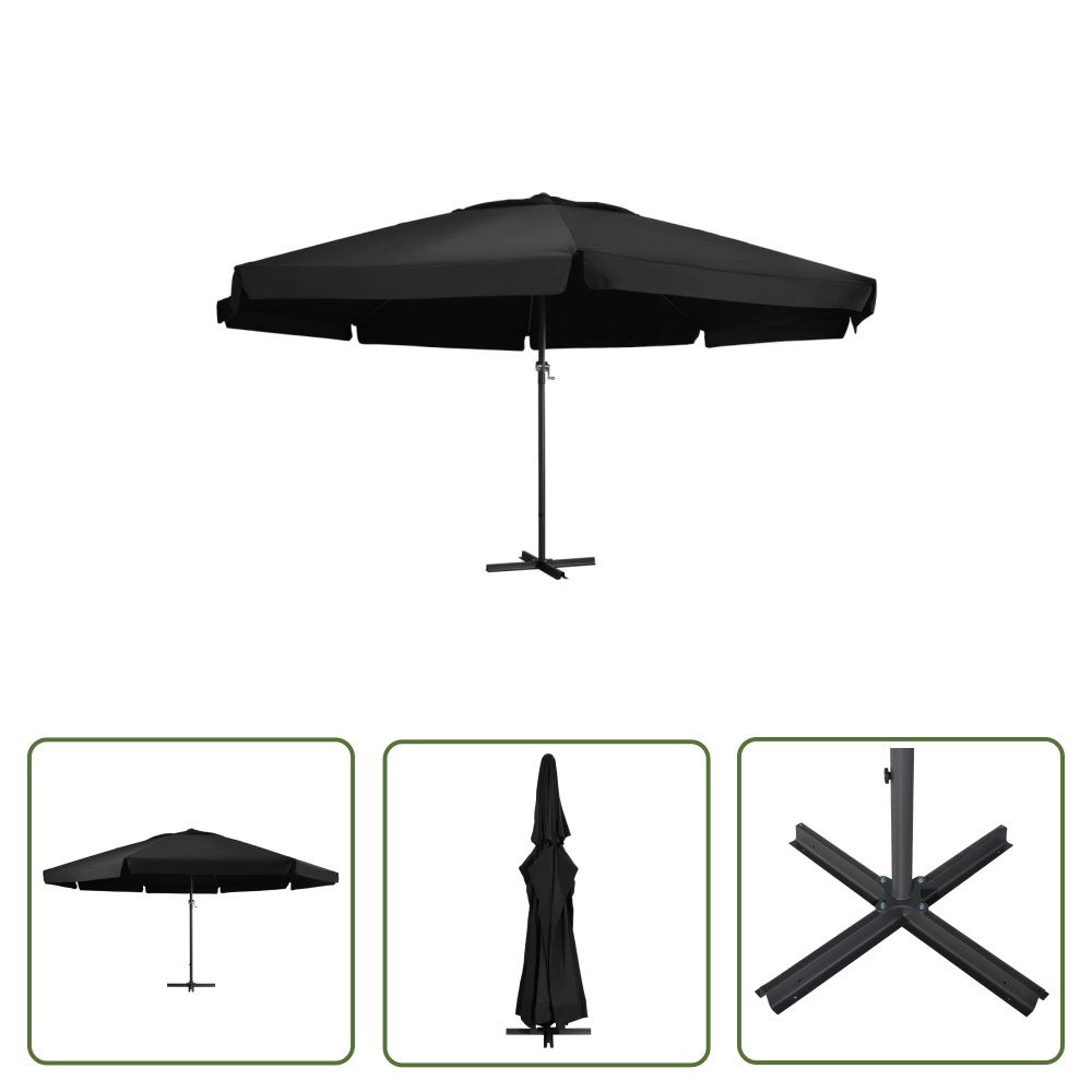 The Living Store Parasol ogrodowy na aluminiowym słupku - 500 cm - czarny - Parasol Ogrodowy