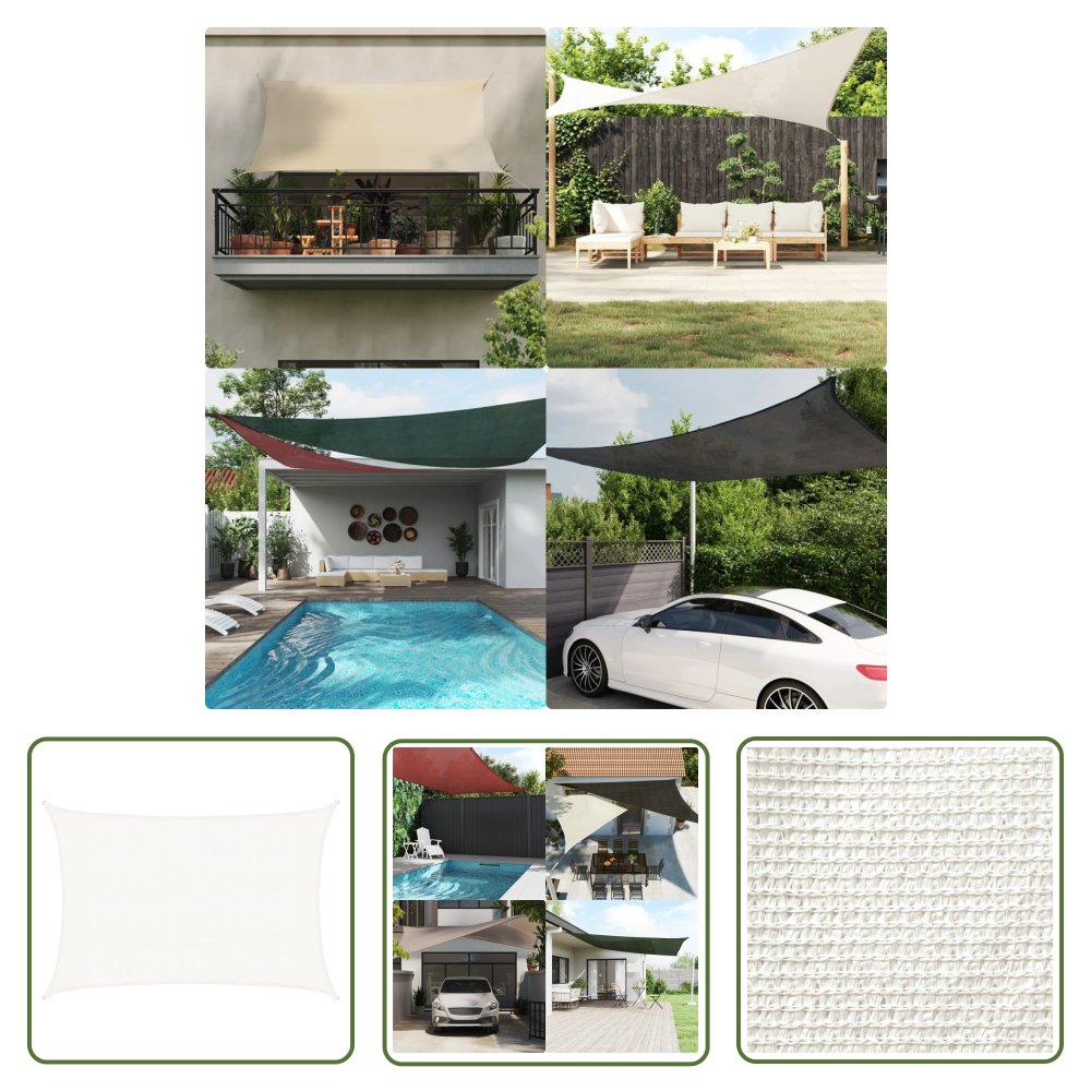 The Living Store Żagiel przeciwsłoneczny - 160 g/m² - biały - 3x4 -5 m - HDPE - Żagiel Ogrodowy
