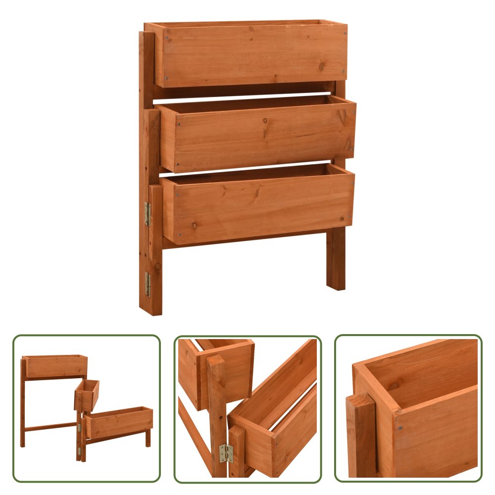 The Living Store Ogrodowa donica - składana - pomarańczowa - 60x14x75 cm - jodła - Drewniana Donica