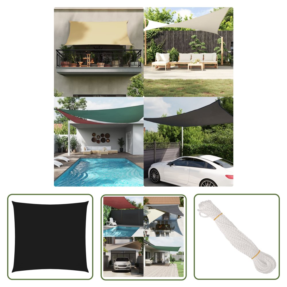 The Living Store Żagiel ogrodowy - tkanina Oxford - kwadratowy - 7x7 m - czarny - Żagiel Ogrodowy