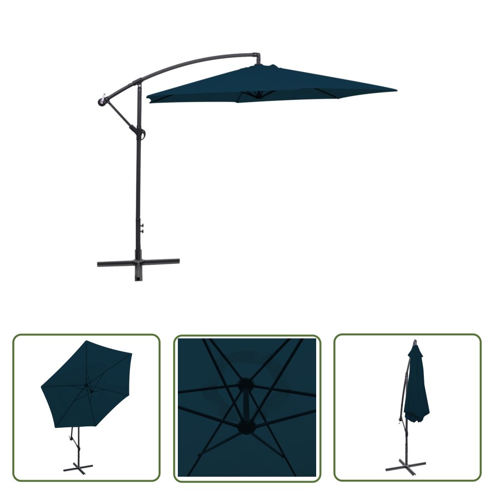 The Living Store Parasol na wysięgniku 3 m - niebieski - Parasol Wiszący