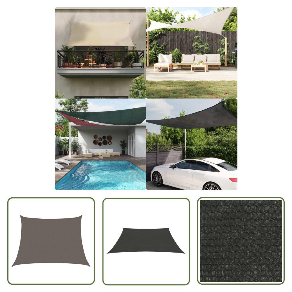 The Living Store Żagiel przeciwsłoneczny - 160 g/m² - antracyt - 4/5x3 m - HDPE - Żagiel Ogrodowy