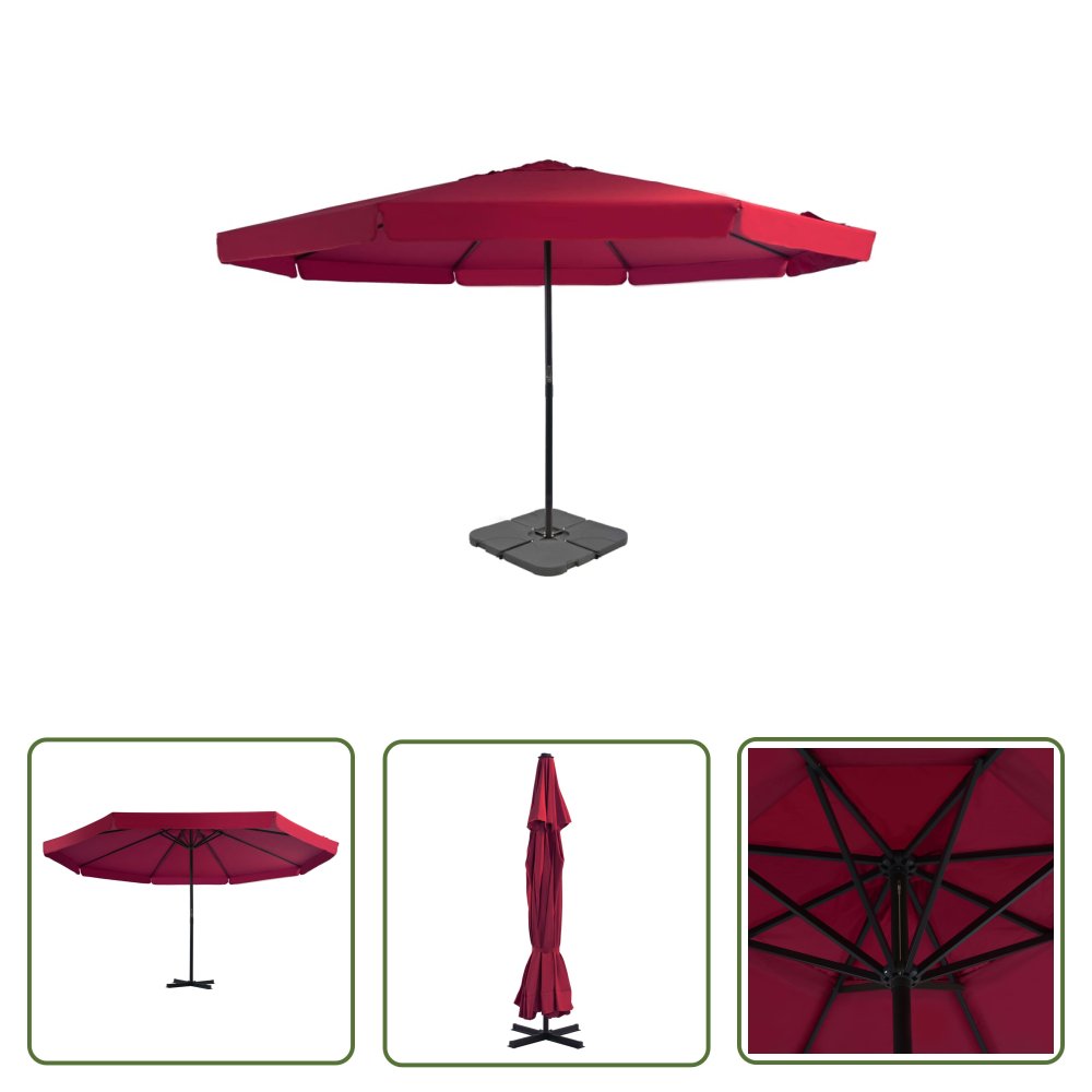 The Living Store Parasol ogrodowy z przenośną podstawą - czerwony - Parasol Ogrodowy