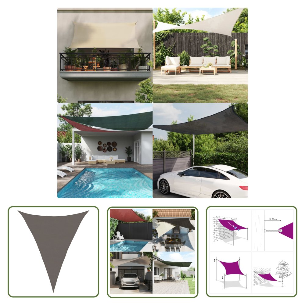 The Living Store Żagiel przeciwsłoneczny - 160 g/m² - antracytowy - 5x6x6 m - HDPE - Żagiel Ogrodowy