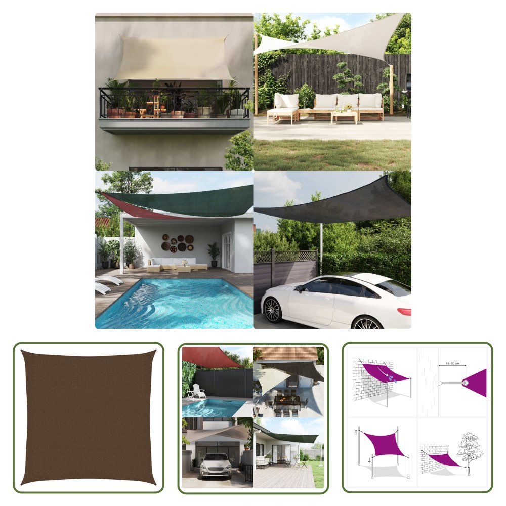 The Living Store Żagiel przeciwsłoneczny - 160 g/m² - brązowy - 3 -6x3 -6 m - HDPE - Żagiel Ogrodowy