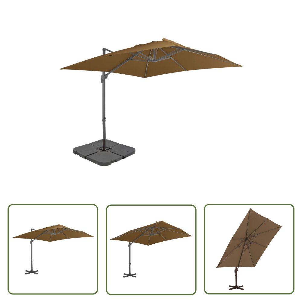 The Living Store Parasol ogrodowy z przenośną podstawą - taupe - Parasol Ogrodowy
