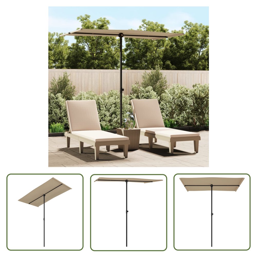 The Living Store Parasol ogrodowy na aluminiowym słupku - 180x110 cm - taupe - Parasol Ogrodowy