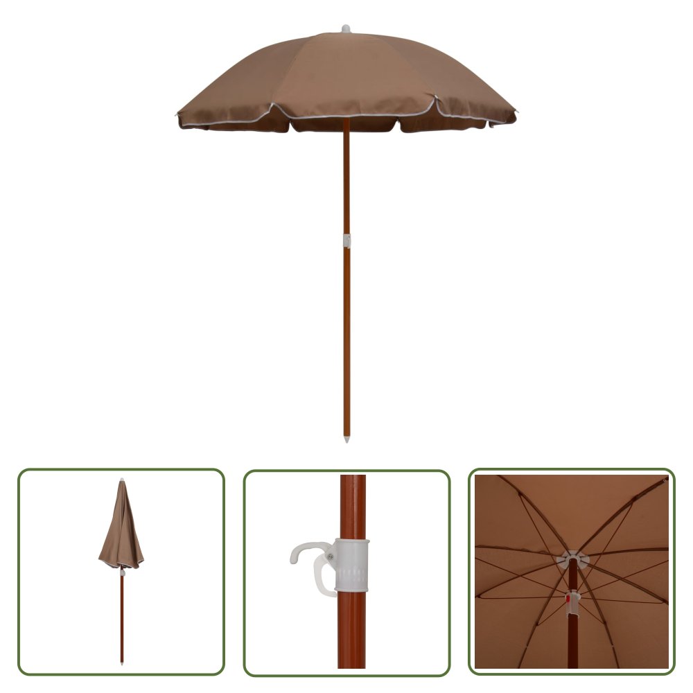 The Living Store Parasol ogrodowy na stalowym słupku - 180 cm - taupe - Parasol Ogrodowy