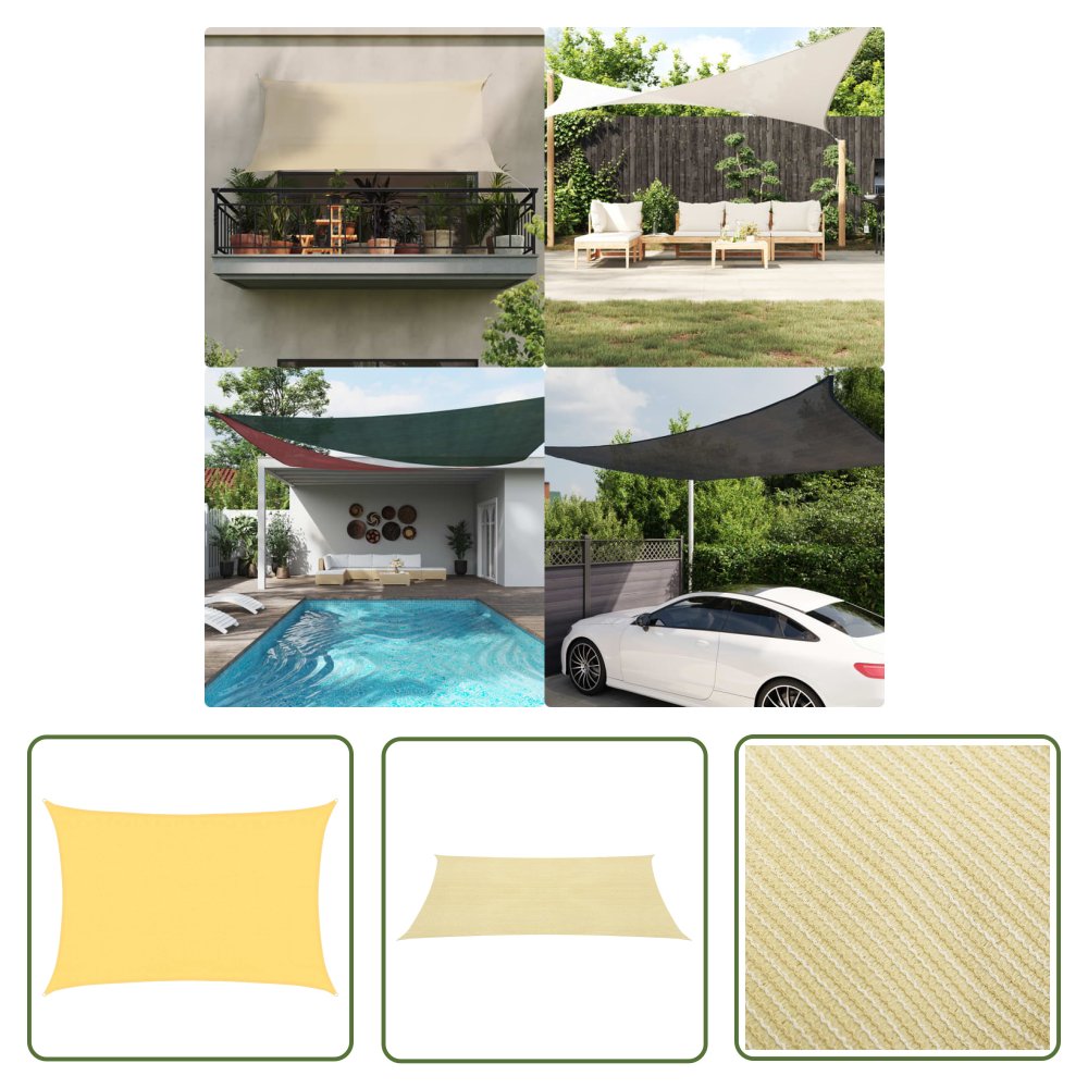 The Living Store Żagiel przeciwsłoneczny - 160 g/m² - beżowy - 3 -5x5 m - HDPE - Żagiel Ogrodowy