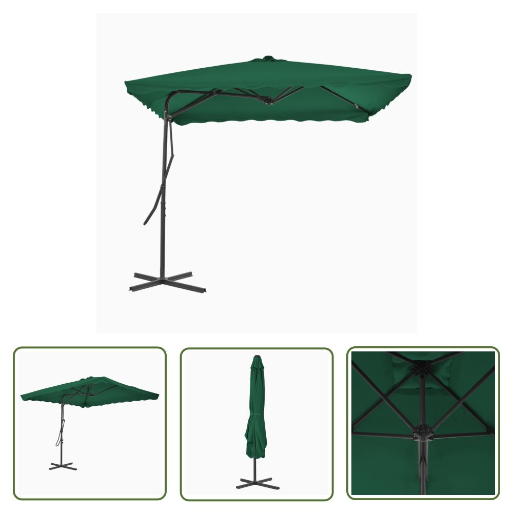 The Living Store Parasol ogrodowy na słupku stalowym - 250 x 250 cm - zielony - Parasol