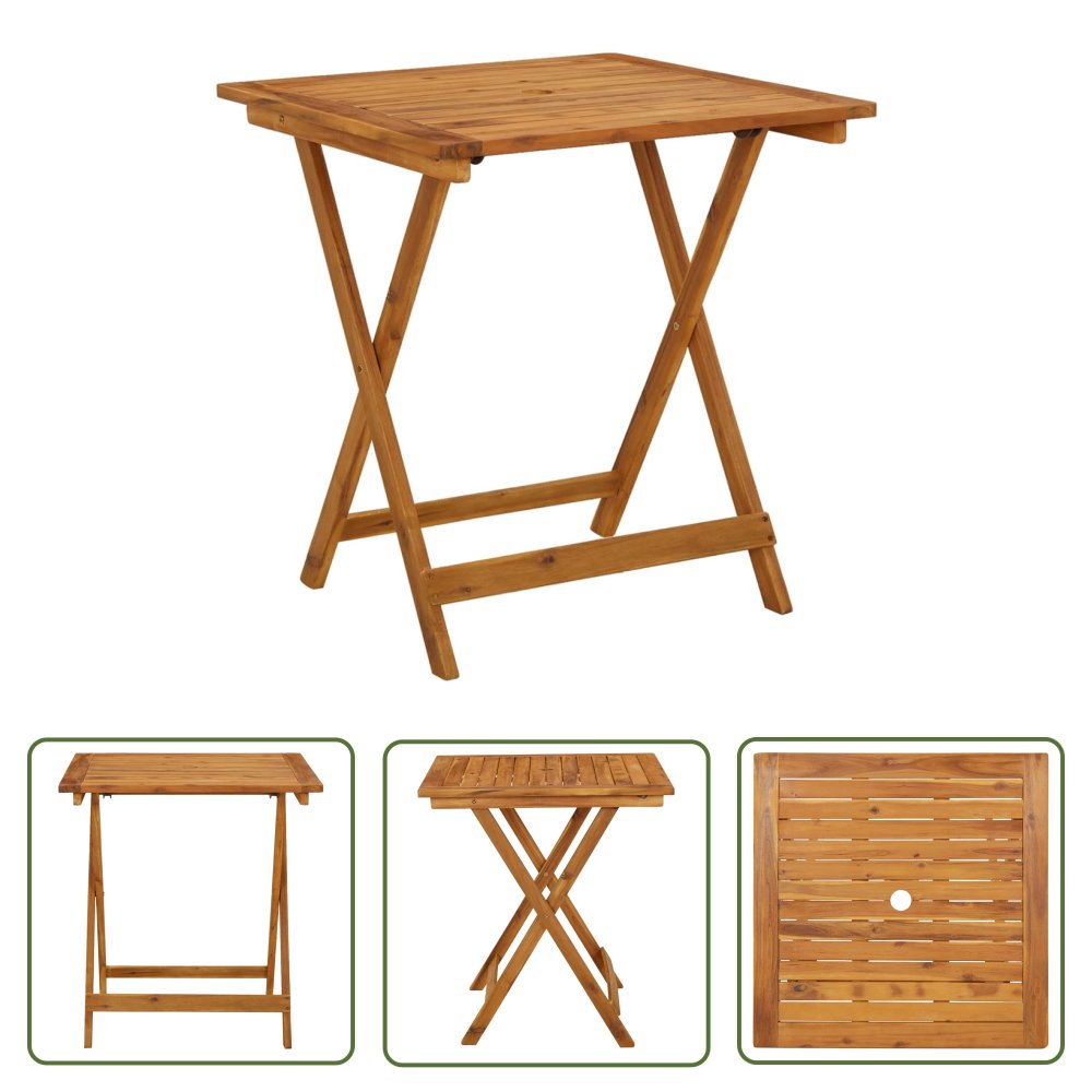 The Living Store Składany stół ogrodowy - 70 x 70 x 75 cm - lite drewno akacjowe - Stół Ogrodowy