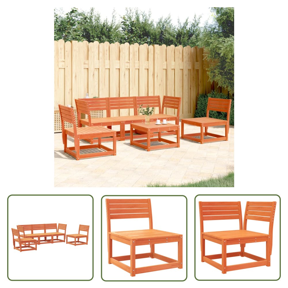 The Living Store 5-cz. zestaw mebli ogrodowych - woskowy brąz - drewno sosnowe - Zestaw Wypoczynkowy Do Ogrodu
