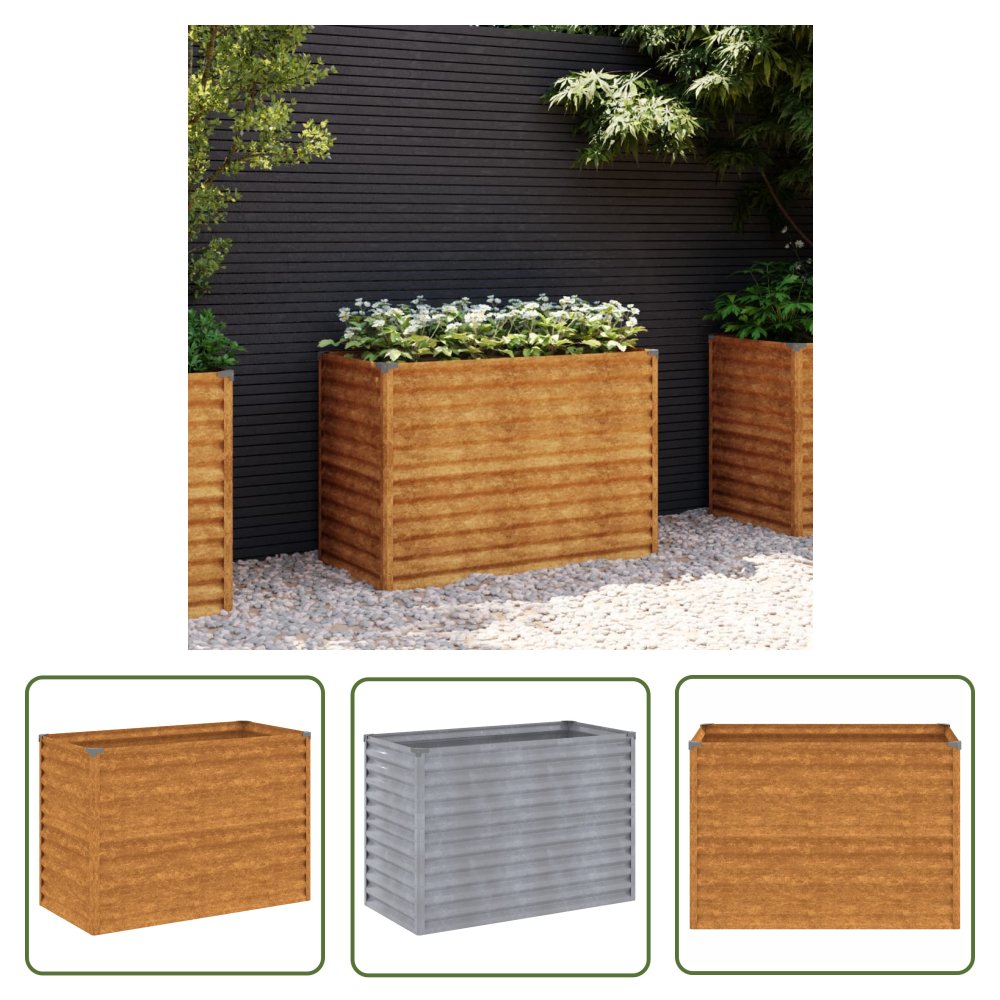 The Living Store Podwyższona donica - 100x50x69 cm - stal kortenowska - Donica Ogrodowa