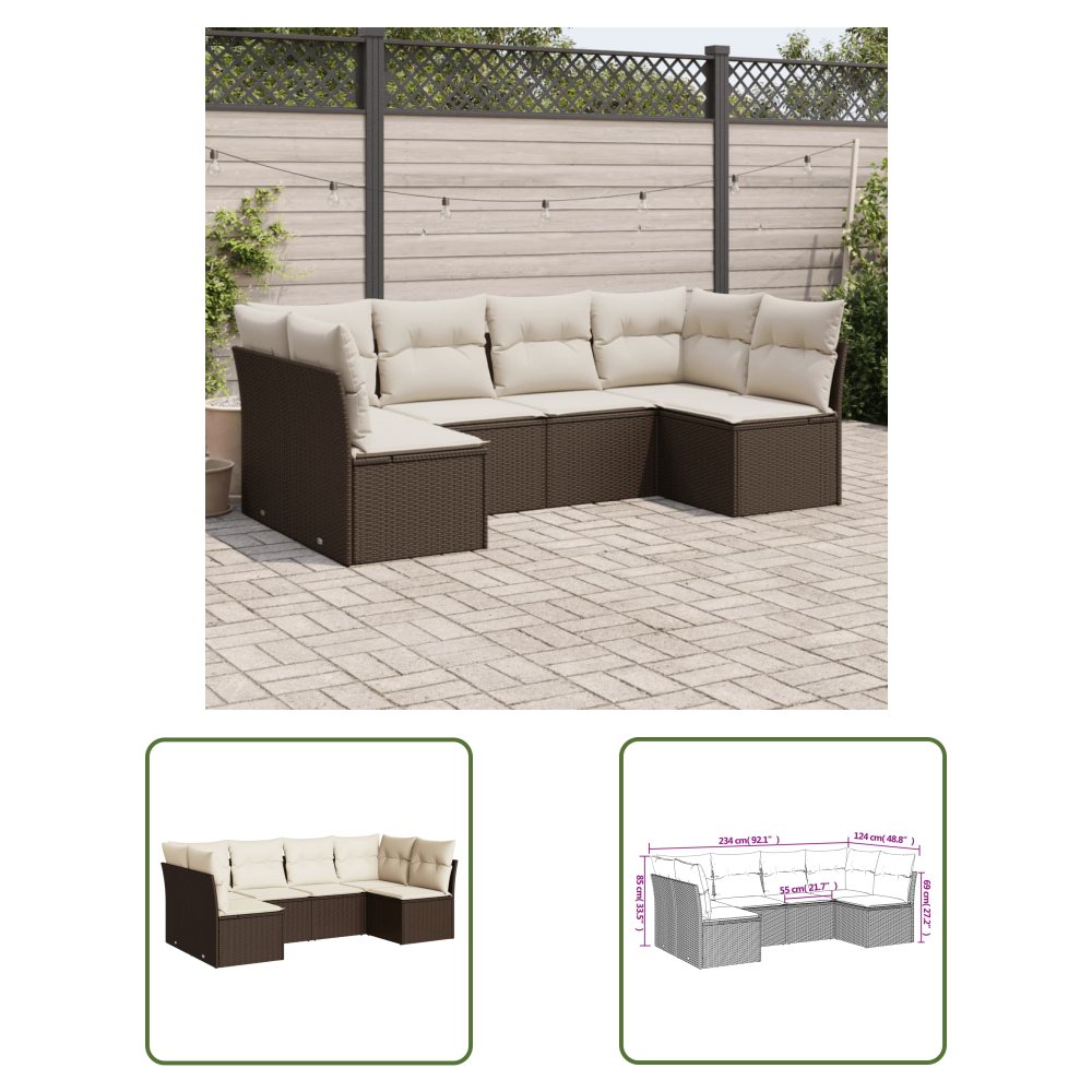 The Living Store 6-cz. zestaw wypoczynkowy do ogrodu - z poduszkami - brązowy - Sofa Ogrodowa