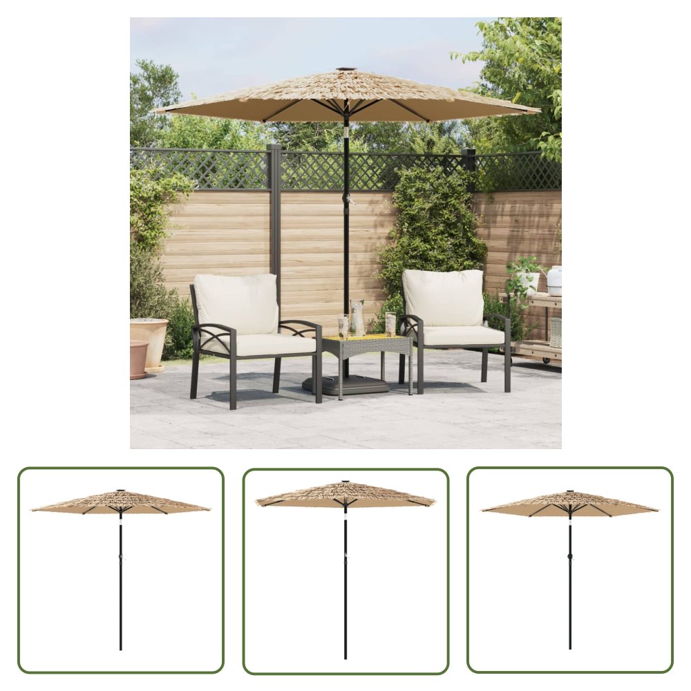 The Living Store Parasol ogrodowy na stalowym słupku - brązowy - 268x268x226 cm - Parasol Ogrodowy