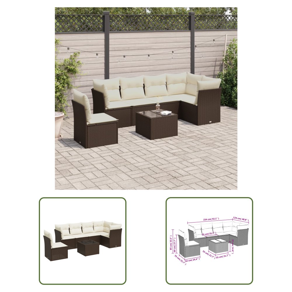 The Living Store 6-cz. zestaw wypoczynkowy do ogrodu - z poduszkami - brązowy - Sofa Ogrodowa