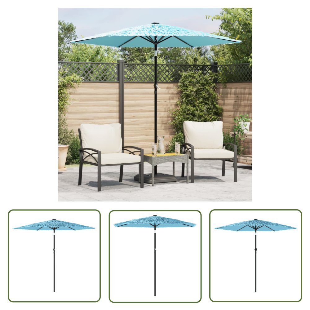 The Living Store Parasol ogrodowy na stalowym słupku - niebieski - 223x223x213 cm - Parasol Ogrodowy