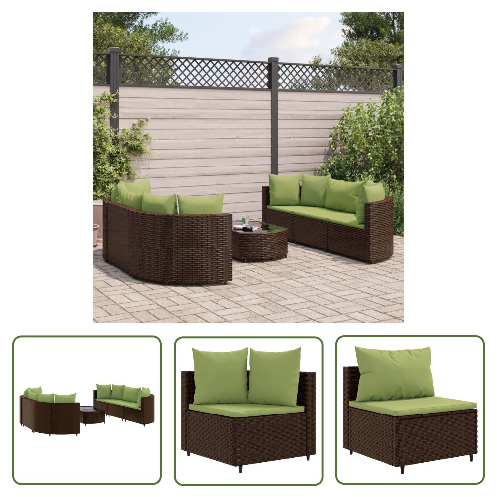 The Living Store 7-cz. zestaw wypoczynkowy do ogrodu - z poduszkami - brązowy - Zestaw Wypoczynkowy Do Ogrodu