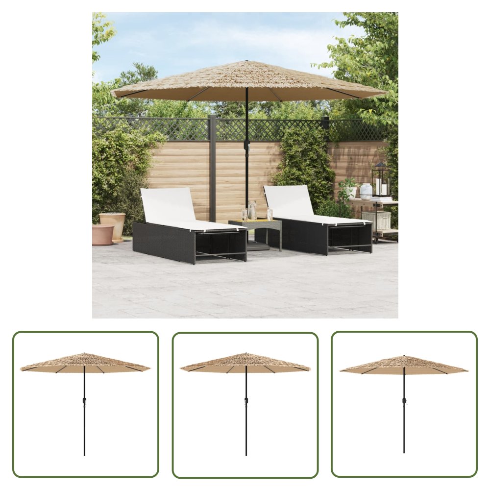 The Living Store Parasol ogrodowy na stalowym słupku - brązowy - 388x388x248 cm - Parasol Ogrodowy