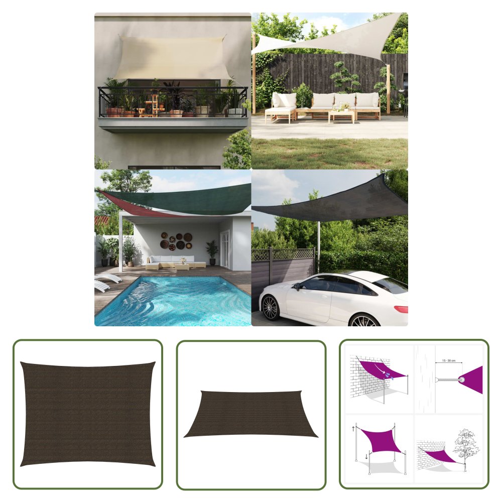 The Living Store Żagiel przeciwsłoneczny - 160 g/m² - brązowy - 4x5 m - HDPE - Żagiel Ogrodowy
