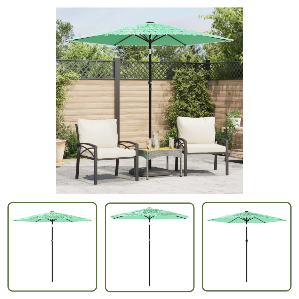 The Living Store Parasol ogrodowy na stalowym słupku - zielony - 223x223x213 cm - Parasol Ogrodowy
