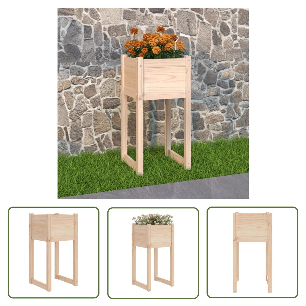 The Living Store Donica - 40x40x81 cm - lite drewno sosnowe - Donica Ogrodowa