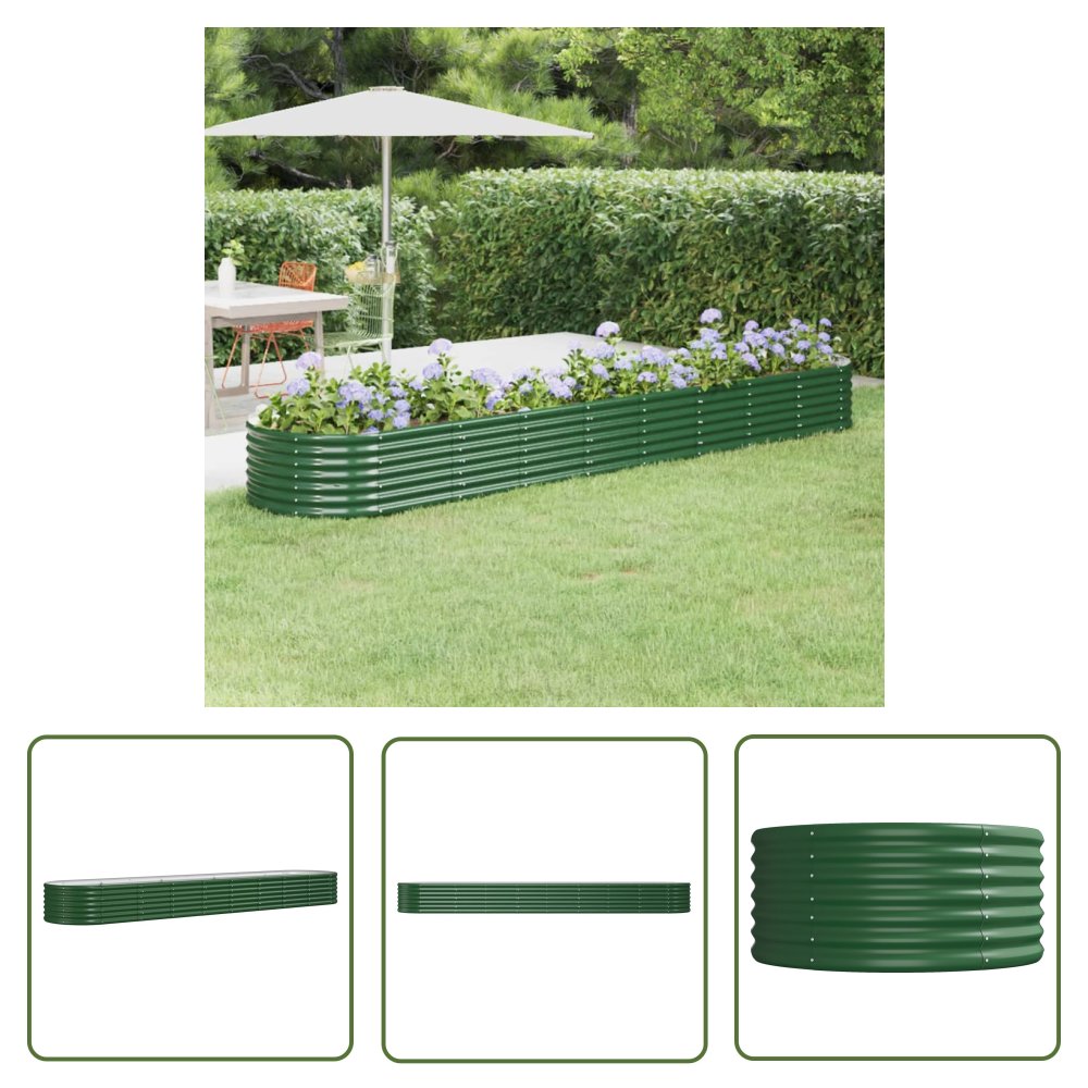 The Living Store Podwyższona donica - malowana proszkowo stal - 368x80x36 cm - Podwyższona Donica