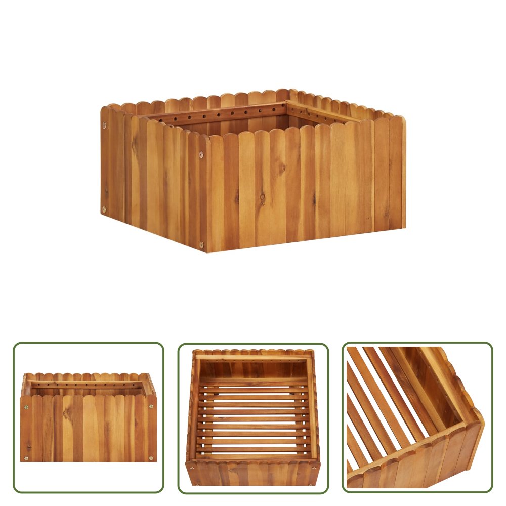 The Living Store Podwyższona donica ogrodowa - 50x50x25 cm - lite drewno akacjowe - Podwyższona Donica