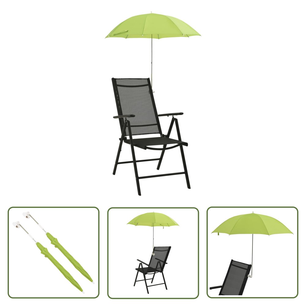 The Living Store Parasole do krzeseł turystycznych - 2 szt. - zielone - 105 cm - Parasol Na Krzesło