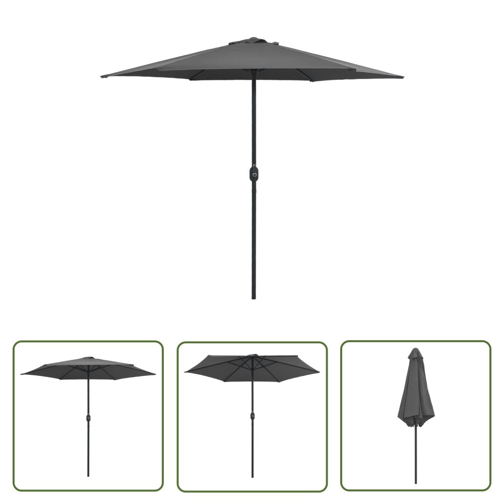 The Living Store Parasol ogrodowy na aluminiowym słupku - 270x246 cm - antracytowy - Parasol Ogrodowy