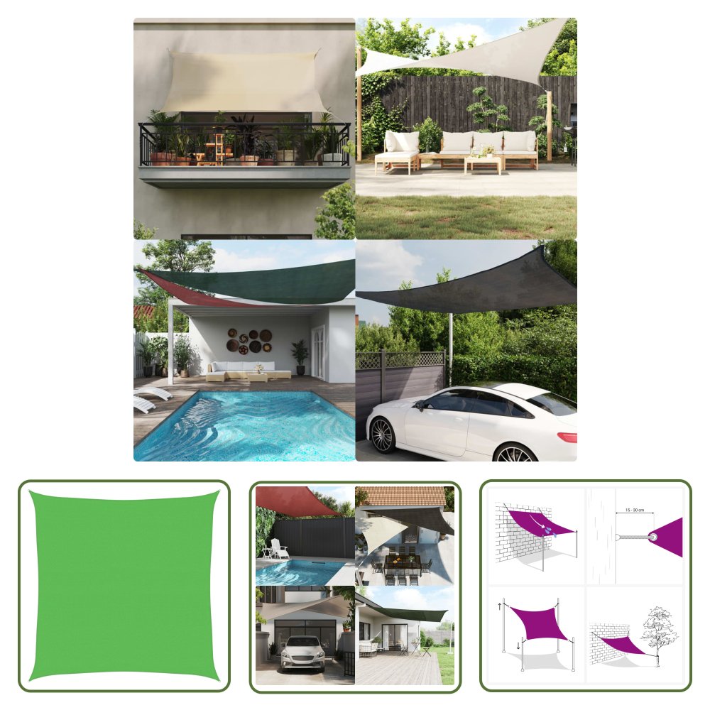 The Living Store Żagiel przeciwsłoneczny 160 g/m² - jasnozielony - 4 -5x4 -5 m - HDPE - Żagiel Ogrodowy