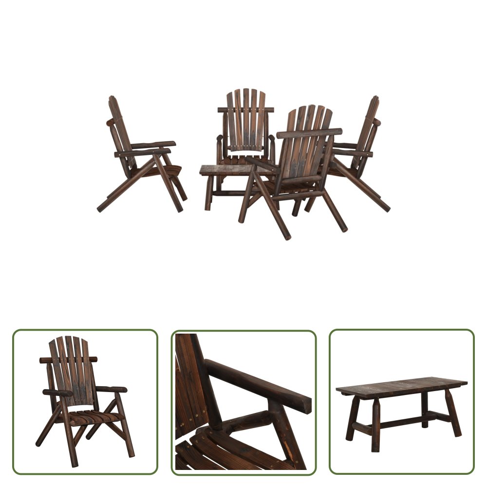 The Living Store 5-cz. zestaw wypoczynkowy do ogrodu - lite drewno świerkowe - Zestaw Wypoczynkowy Do Ogrodu