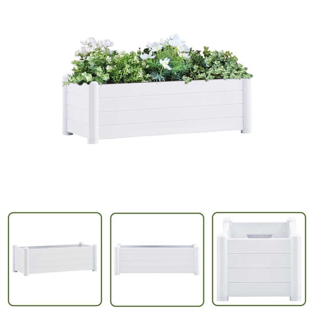 The Living Store Podwyższona donica - PP - biała - 100x43x35 cm - Donica