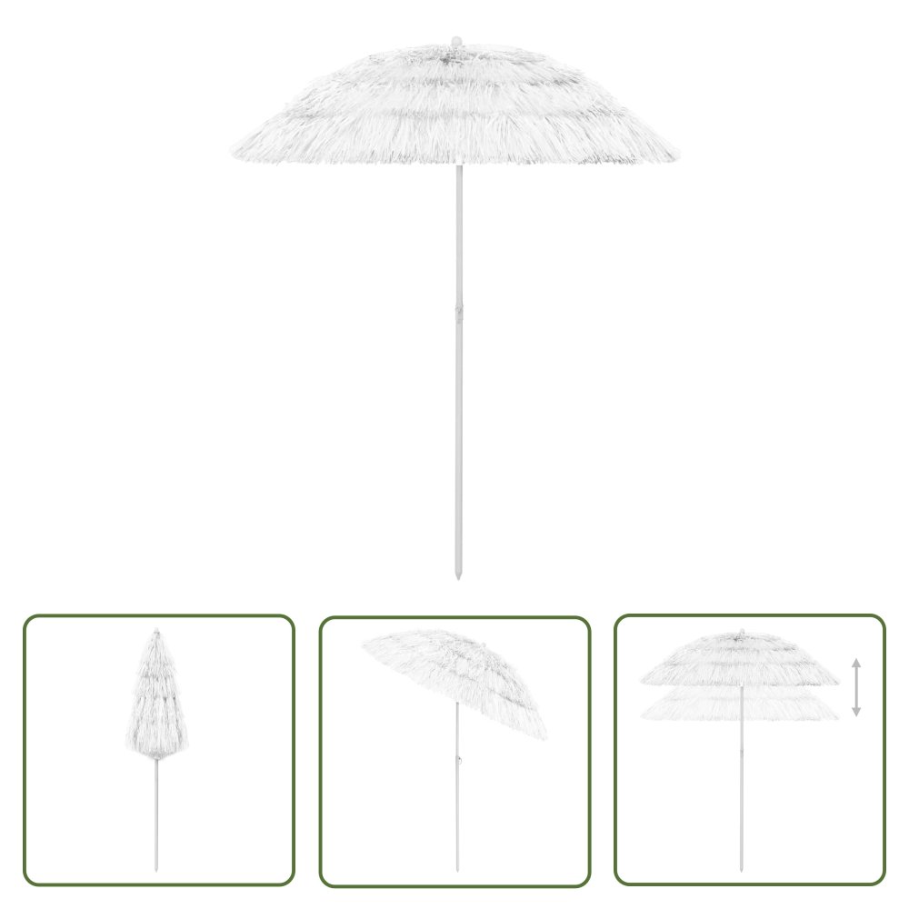 The Living Store Parasol plażowy w hawajskim stylu - biały - 180 cm - Parasol Ogrodowy