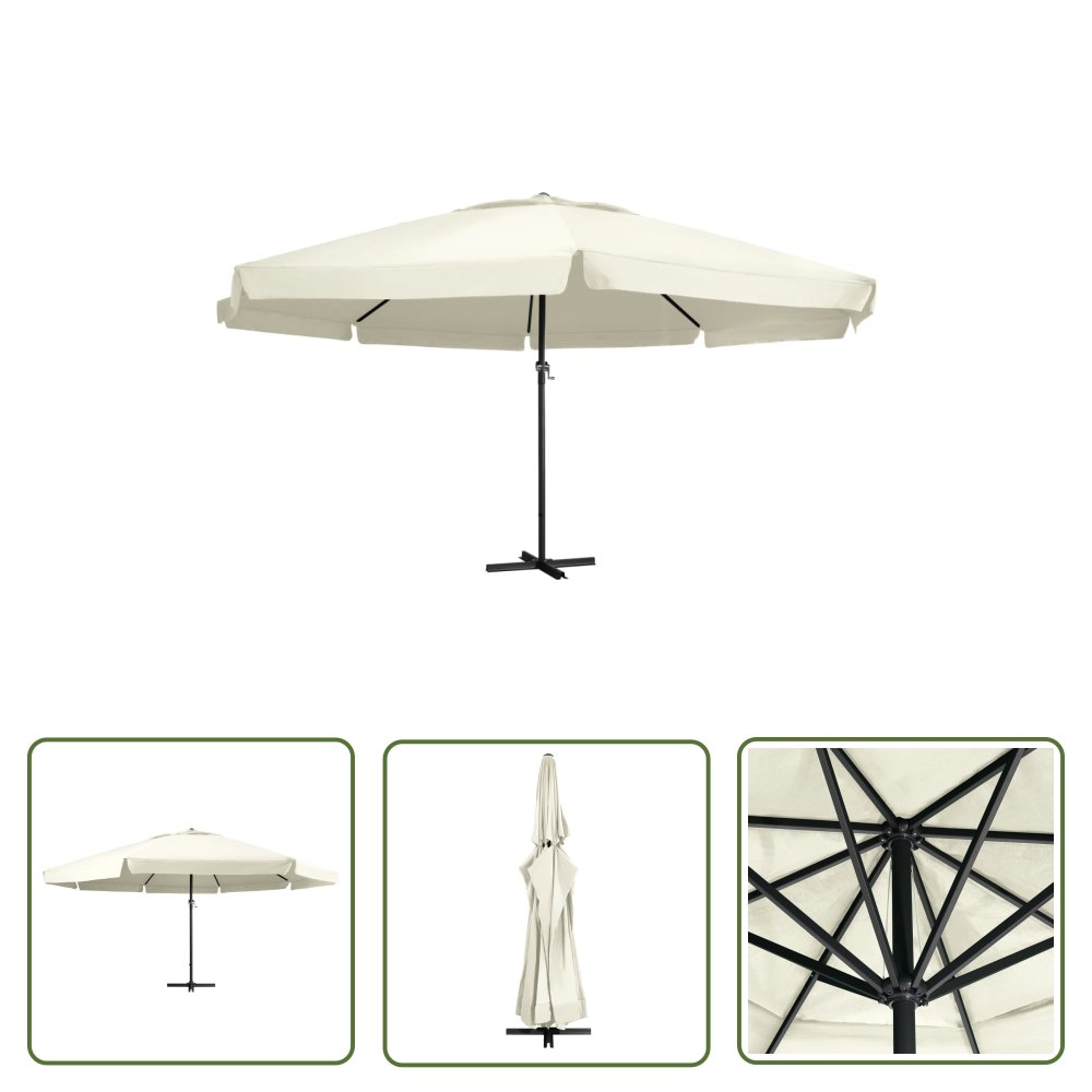 The Living Store Parasol ogrodowy na aluminiowym słupku - 600 cm - piaskowy - Parasol Ogrodowy