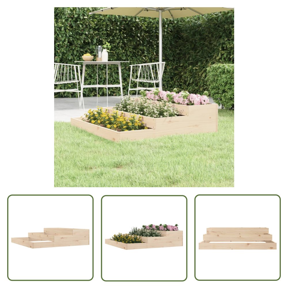 The Living Store Donica - 107x107x27 cm - lite drewno sosnowe - Donica Ogrodowa