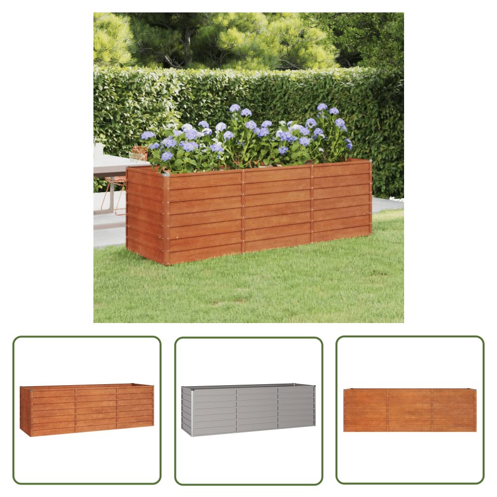 The Living Store Podwyższona donica - rdzawa - 240x80x77 cm - stal kortenowska - Donica Ogrodowa