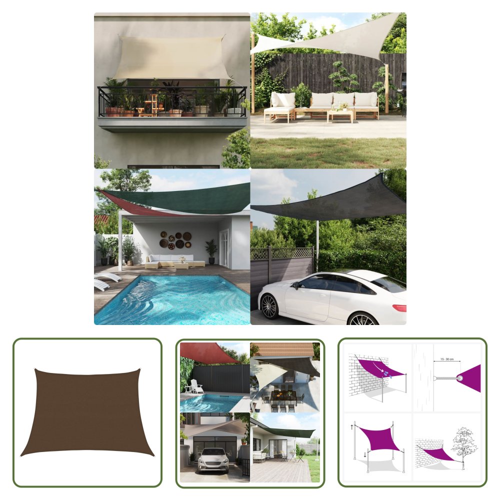 The Living Store Żagiel przeciwsłoneczny - 160 g/m² - brązowy - 4/5x3 m - HDPE - Żagiel Ogrodowy