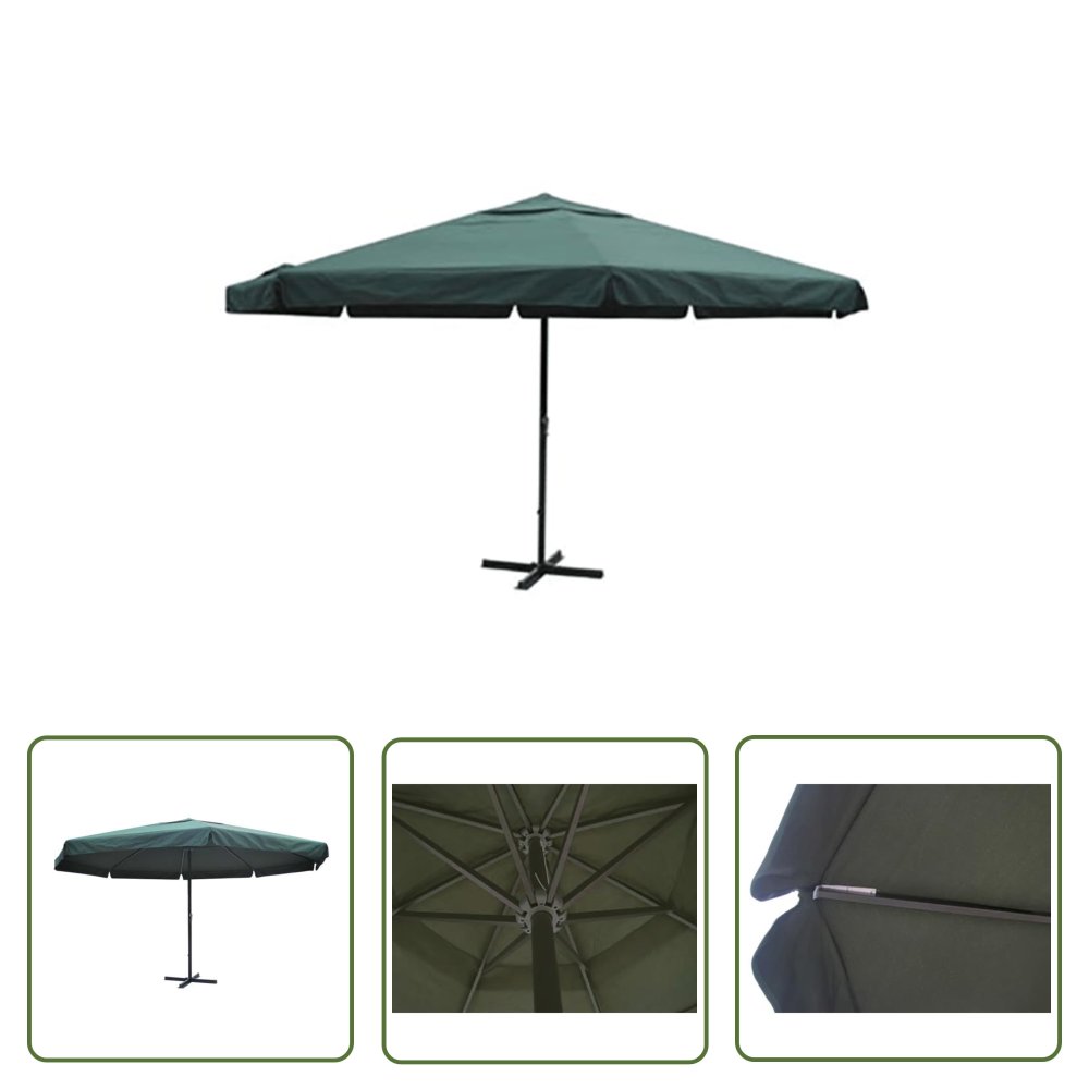 The Living Store Parasol z aluminium - 500 cm - zielony - Parasol