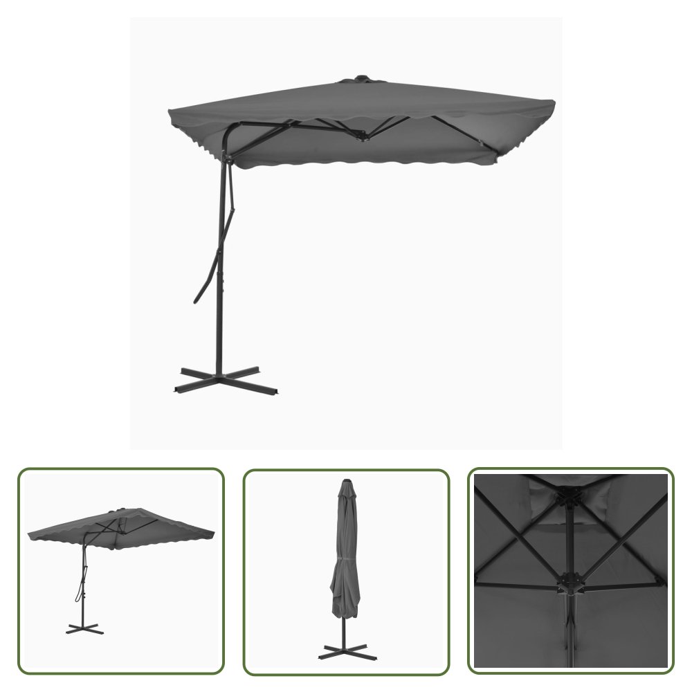 The Living Store Parasol ogrodowy na słupku stalowym - 250 x 250 cm - antracytowy - Parasol