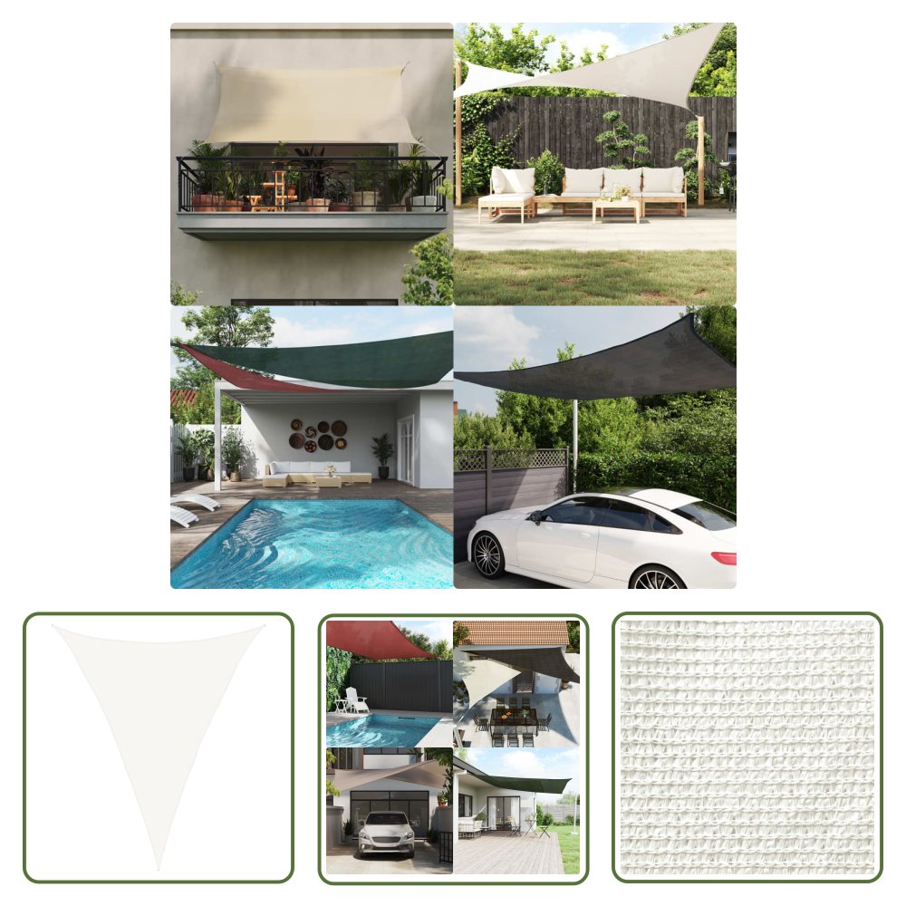 The Living Store Żagiel przeciwsłoneczny - 160 g/m² - biały - 5x6x6 m - HDPE - Żagiel Ogrodowy