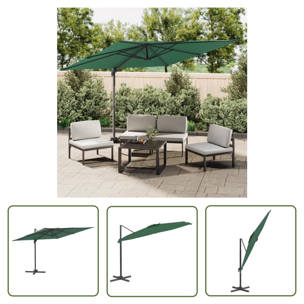 The Living Store Parasol wiszący z aluminiowym słupkiem - 300x300 cm - zielony - Parasol Wiszący