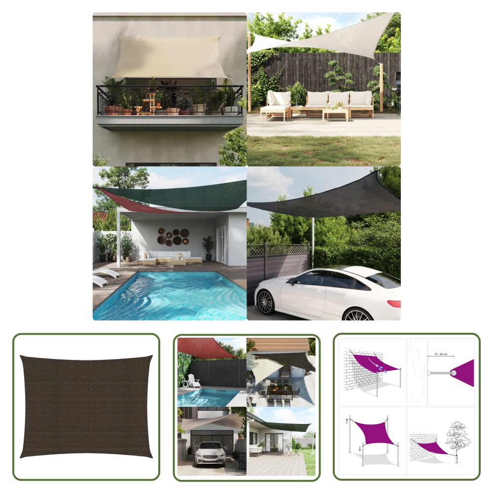 The Living Store Żagiel przeciwsłoneczny - 160 g/m² - brązowy - 3 -5x4 -5 m - HDPE - Żagiel Ogrodowy