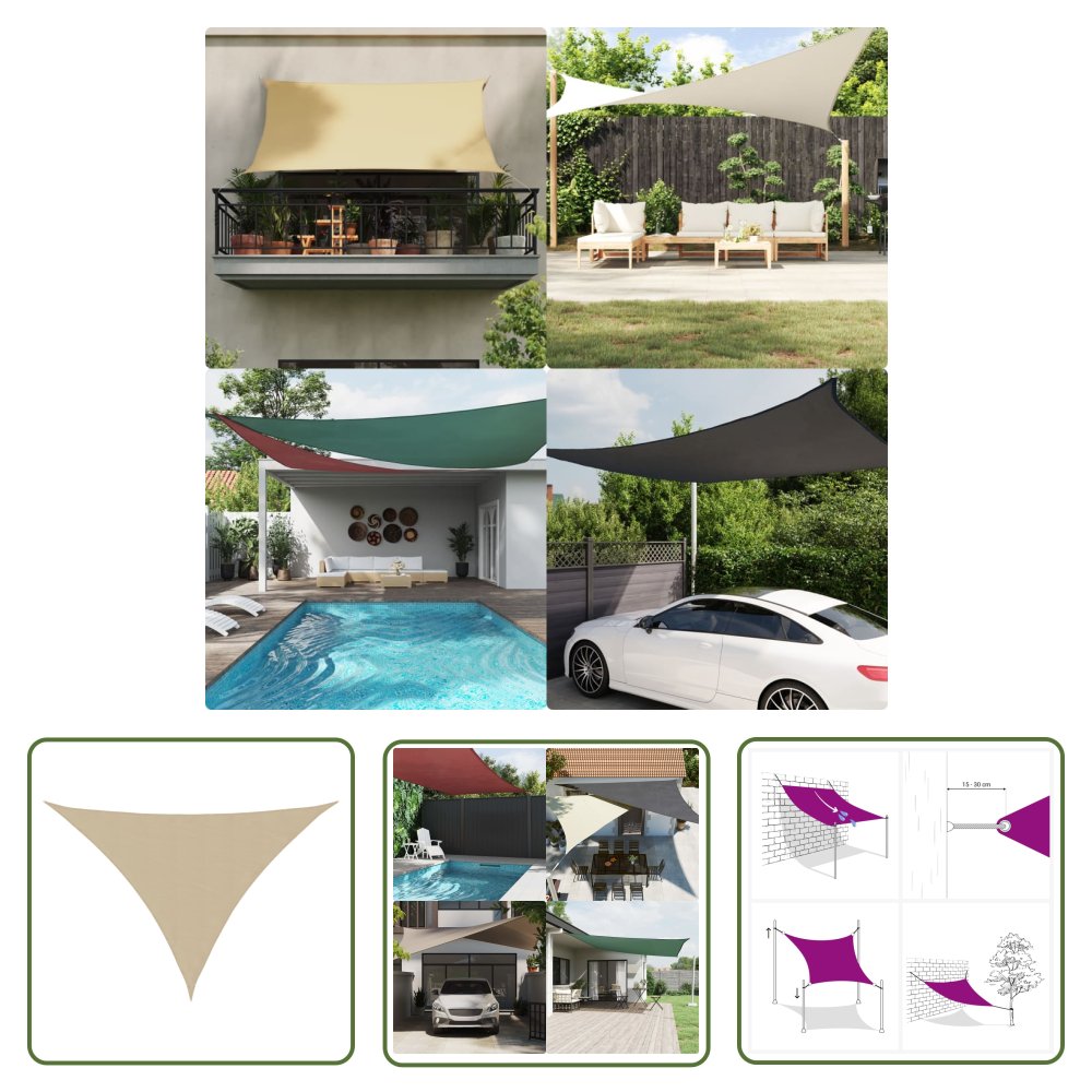 The Living Store Żagiel ogrodowy - tkanina Oxford - trójkątny - 5x5x6 m - beżowy - Żagiel Ogrodowy