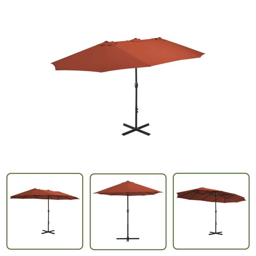 The Living Store Parasol ogrodowy na słupku aluminiowym - 460 x 270 cm - terakota - Parasol